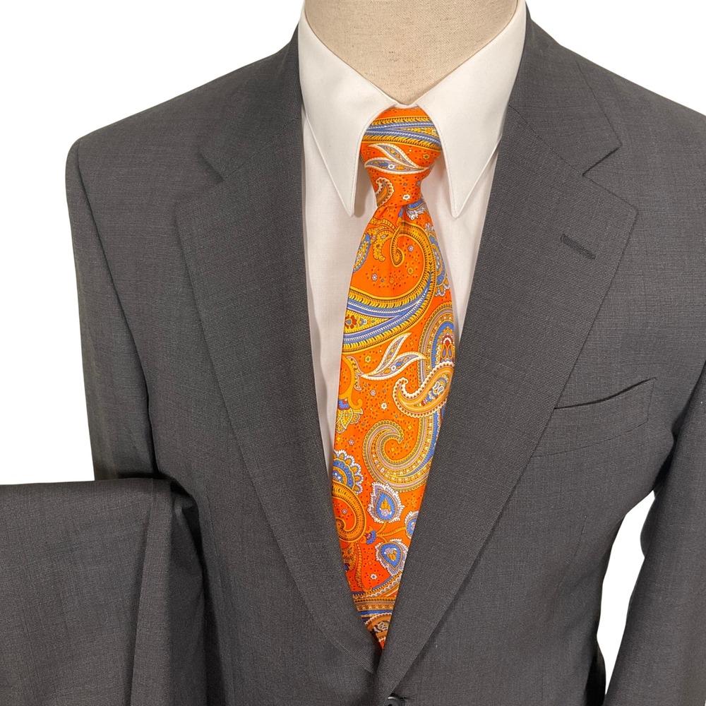 Jos A Bank Suit Mens‎ 41R 33W Charcoal Gray 2 Button Neutral Corporate Office